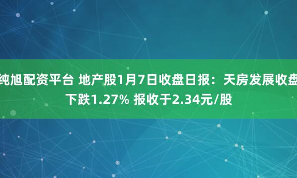 纯旭配资平台 地产股1月7日收盘日报：天房发展收盘下跌1.27% 报收于2.34元/股